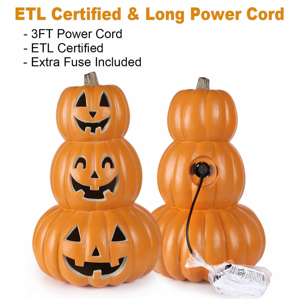 14 Inch Light Up Large Jack O Lantern - Halloween Pumpkin Decoration Indoor/Outdoor