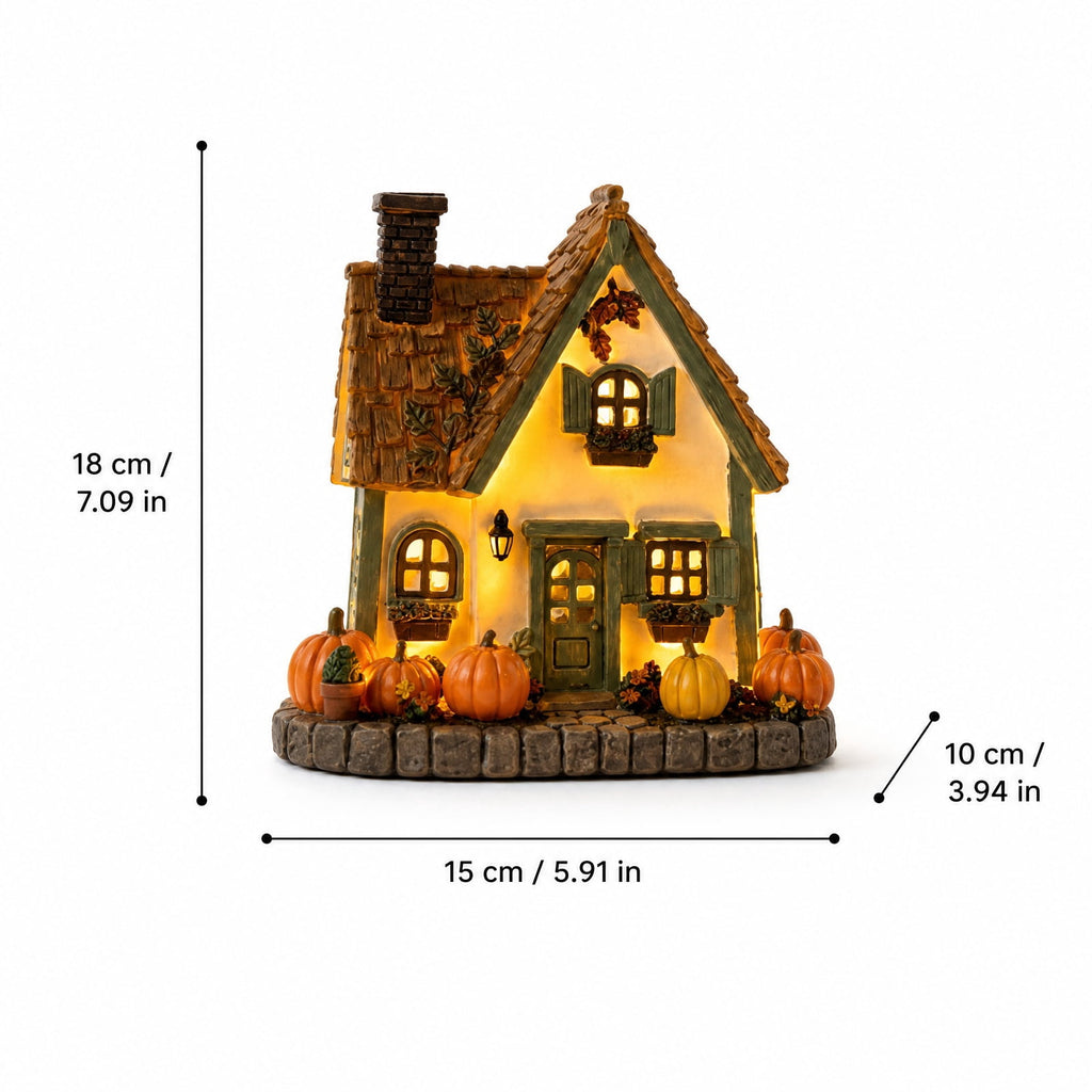 Yashow Orange Resin Halloween Pumpkin Cottage Ambient Light American Country Harvest Miniature House Decoration for Autumn Home Table Centerpiece, 7.09inch, 1-Pack