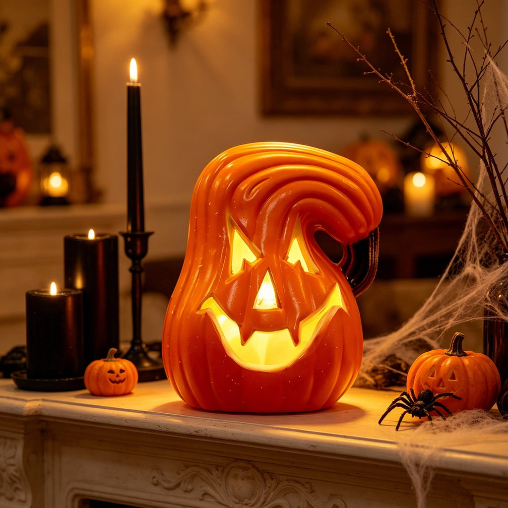 Halloween Lighted Pumpkin Decoration, Glowing Jack o Lanterns, Large LED Pumpkin Lamp with Warm Glow, Outdoor Yard Porch Halloween Decor, Holiday Display Ornament for Home Party