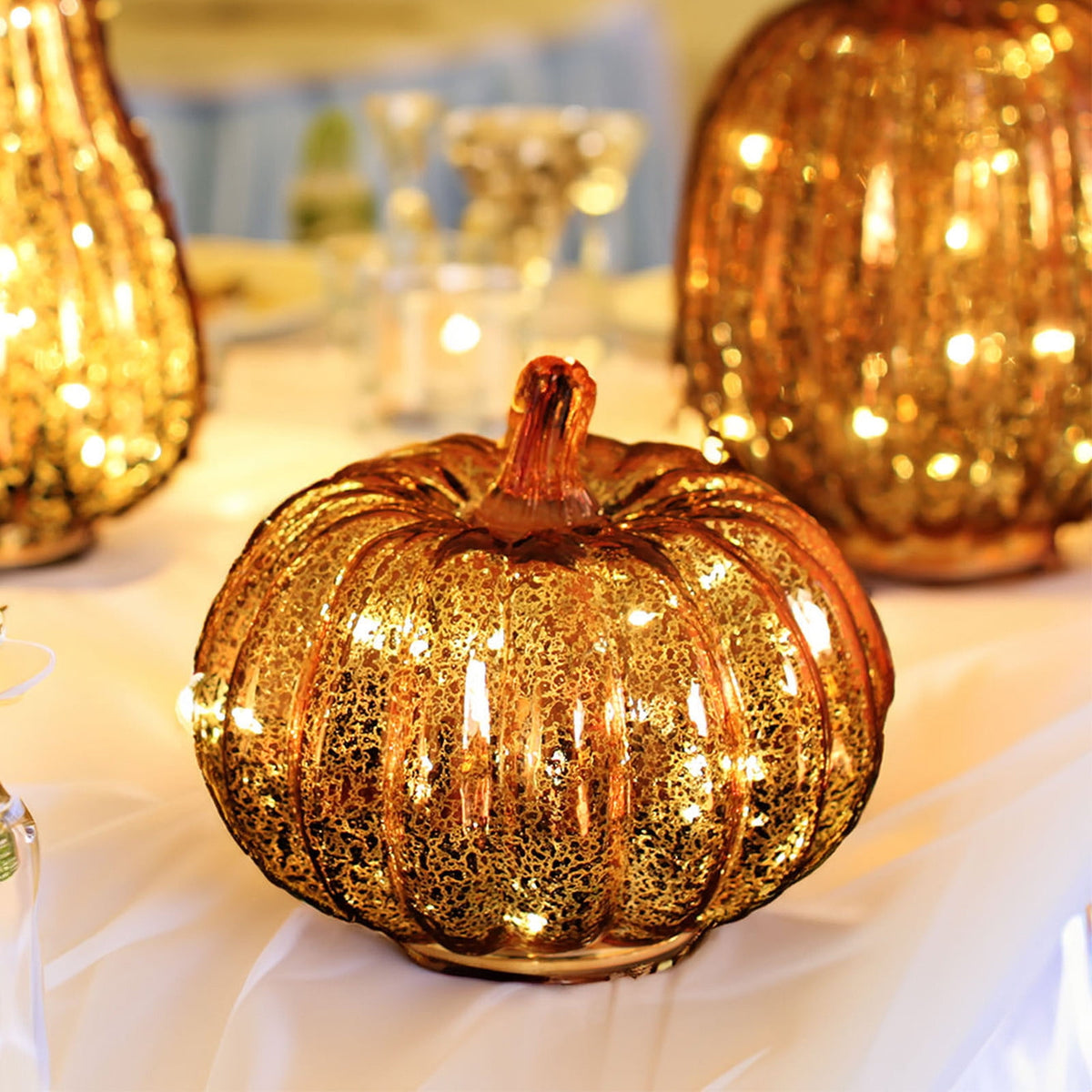Clearance! 2024 New Halloween Glass Pumpkin Light with Lights Inside Battery Operated Led Pumpkin Light Ideal for Halloween Fall Decoration Thanksgiving Decor Xmas