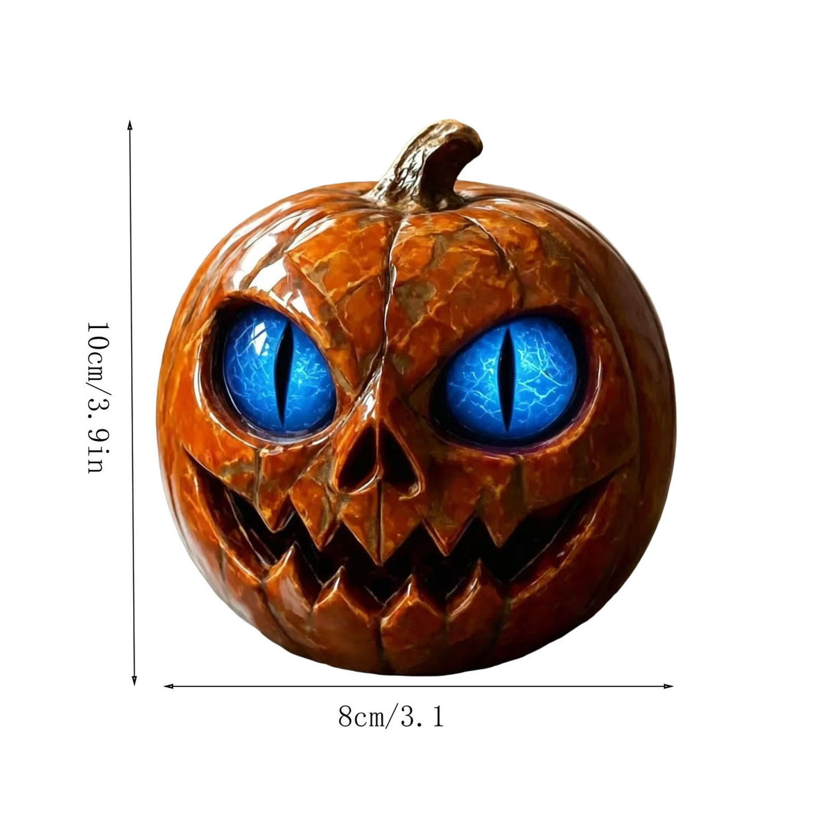 Halloween Scary Jack O Lantern Pumpkin Statue with Color Changing LED Eyes Spooky Tabletop Yard Decor Prop