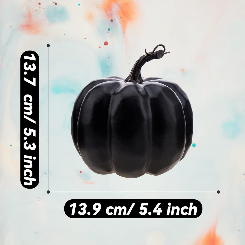 Halloween Artificial Fake Black Foam Pumpkins Autumn Fall Harvest Farmhouse Table Kitchen Thanksgiving Party Realistic Photography Props