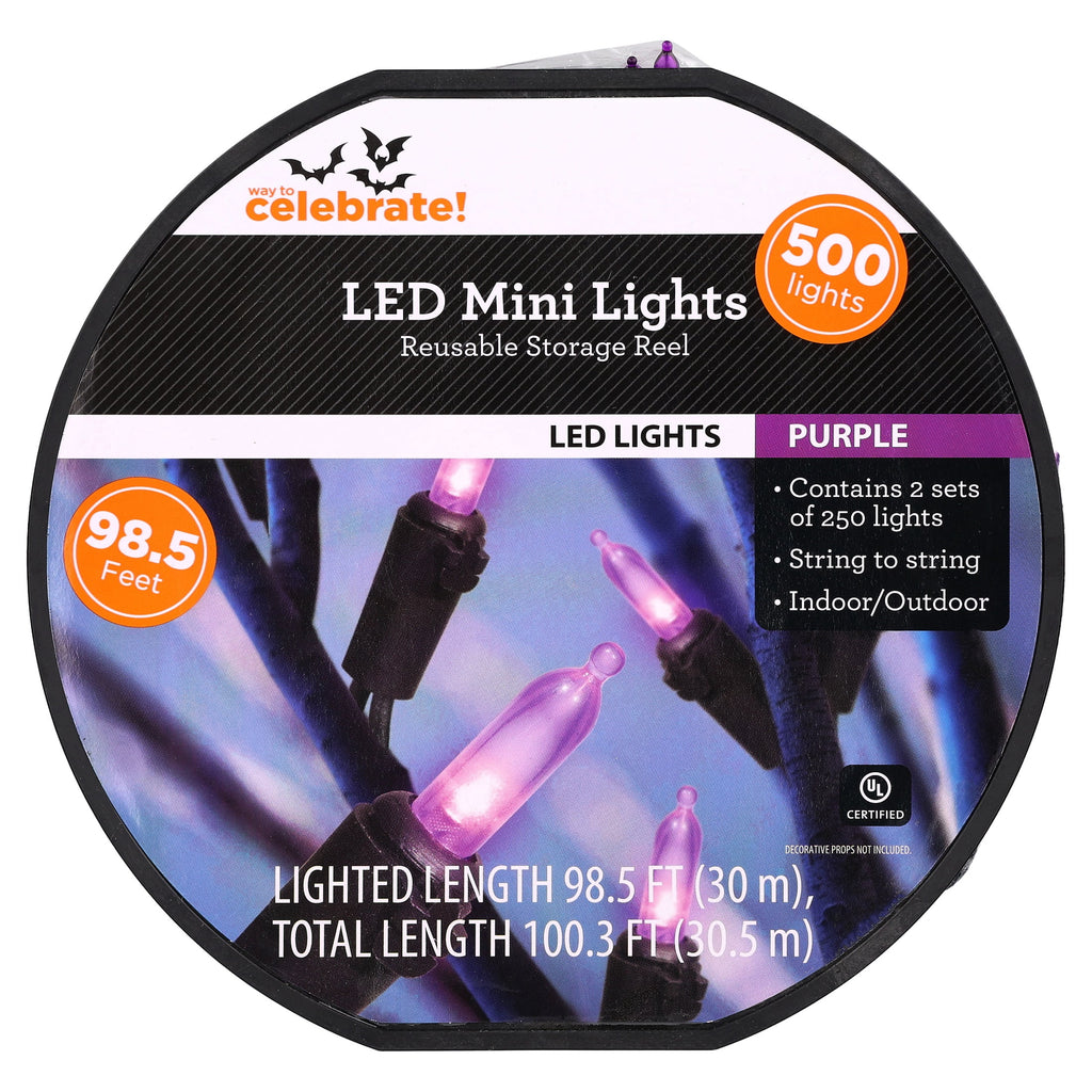 Indoor/Outdoor 500-Count LED Mini String Lights, Orange, 98.5', Halloween by Way To Celebrate