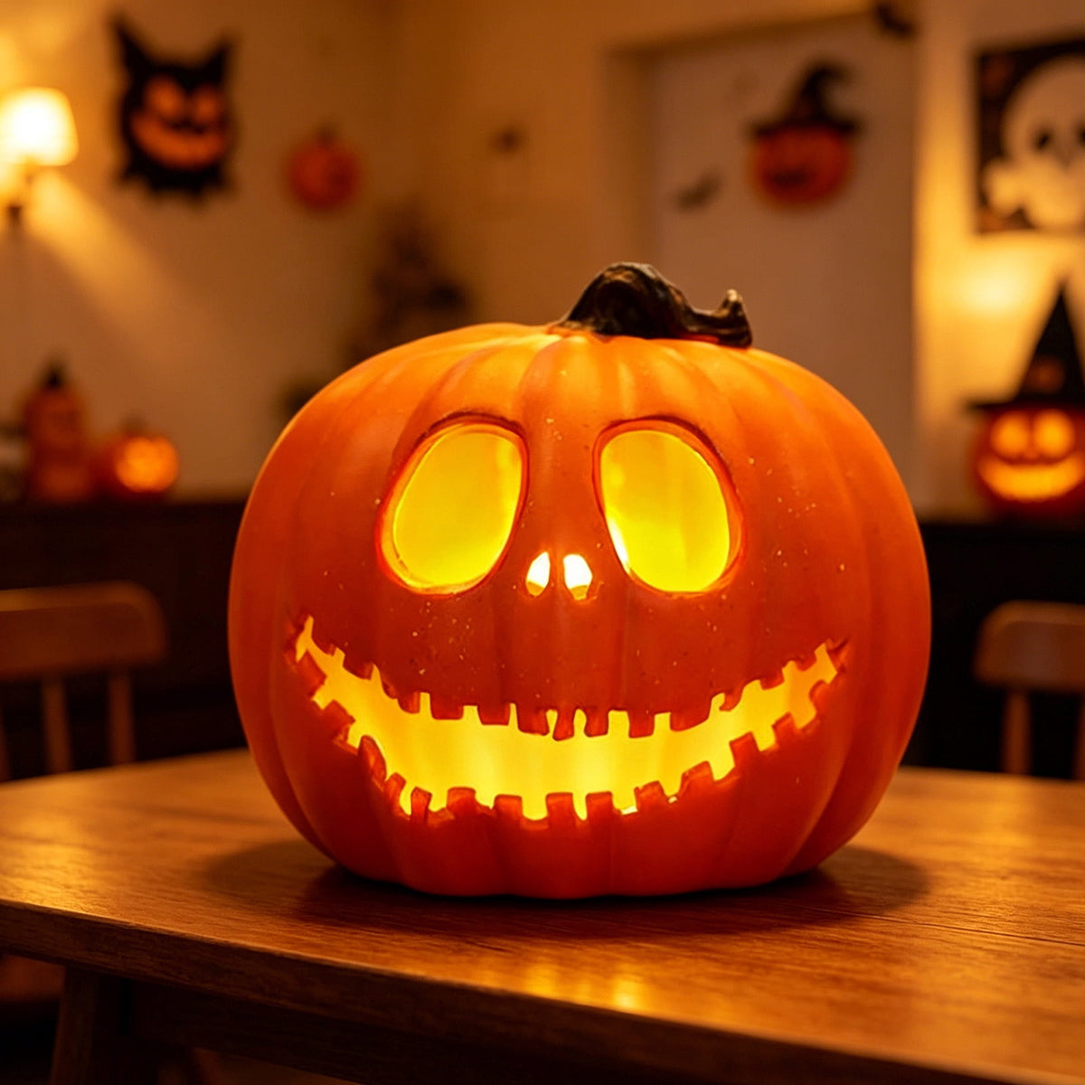 Large LED Lighted Pumpkin Decoration for Outdoor Yard Porch Home, Plastic Halloween Pumpkin with Bright Illumination, Ideal for Storefronts, Malls, and Holiday Displays