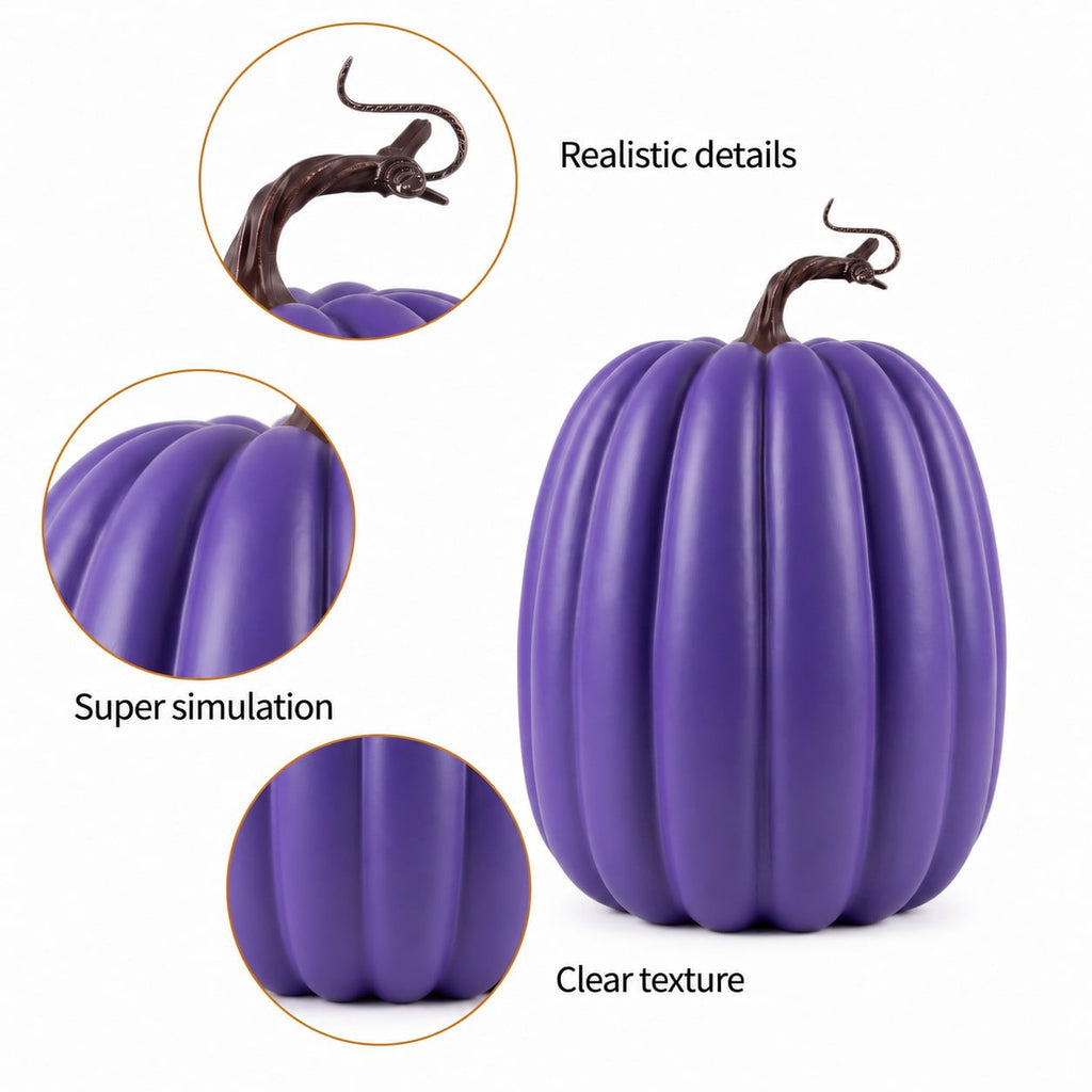 CQHVKQ 8 Inch Large Artificial Pumpkin Fall Decorations, Realistic Fake Harvest Pumpkin, Orange Gold Decorative Pumpkins for Table Centerpieces, Fall, Thanksgiving & Halloween DIY