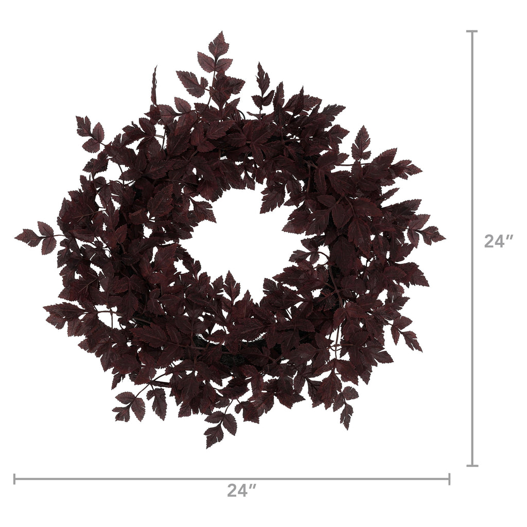 My Texas House Halloween Layered Foliage Wreath, Plum, 24"