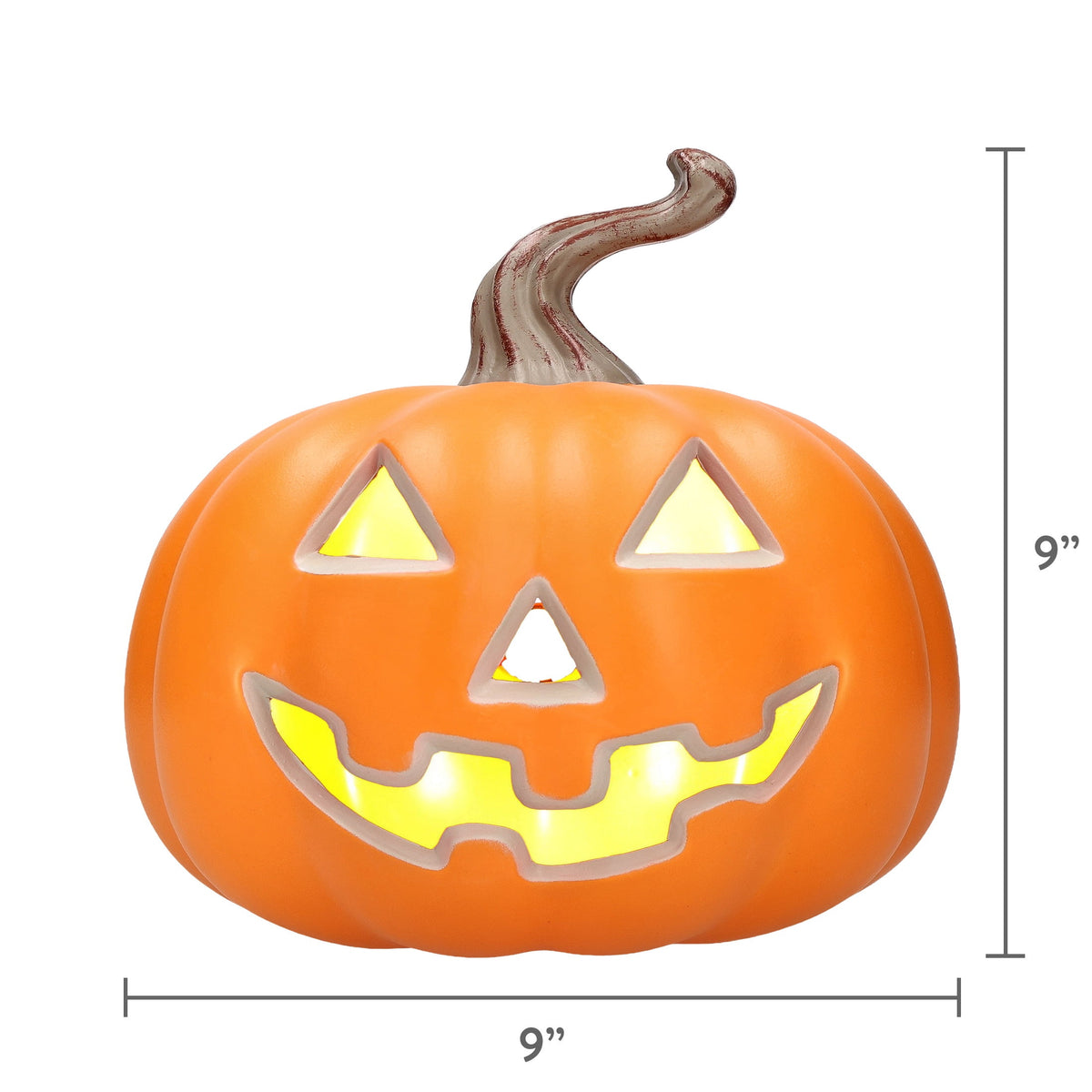 Light-Up Jack-o'-Lantern Decoration, Orange, 9", Halloween by Way To Celebrate