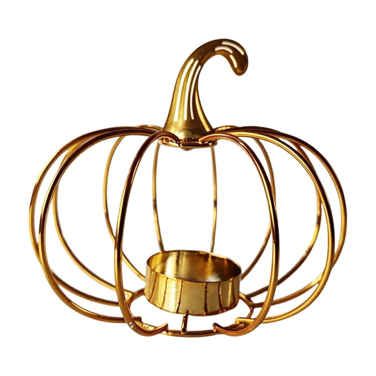 romoty Metal Wire Pumpkin Candle Holder, Vibrant Orange Iron Tealight Stand Tabletop Centerpiece Accent Halloween Thanksgiving Fall Harvest Dining Room Decoration