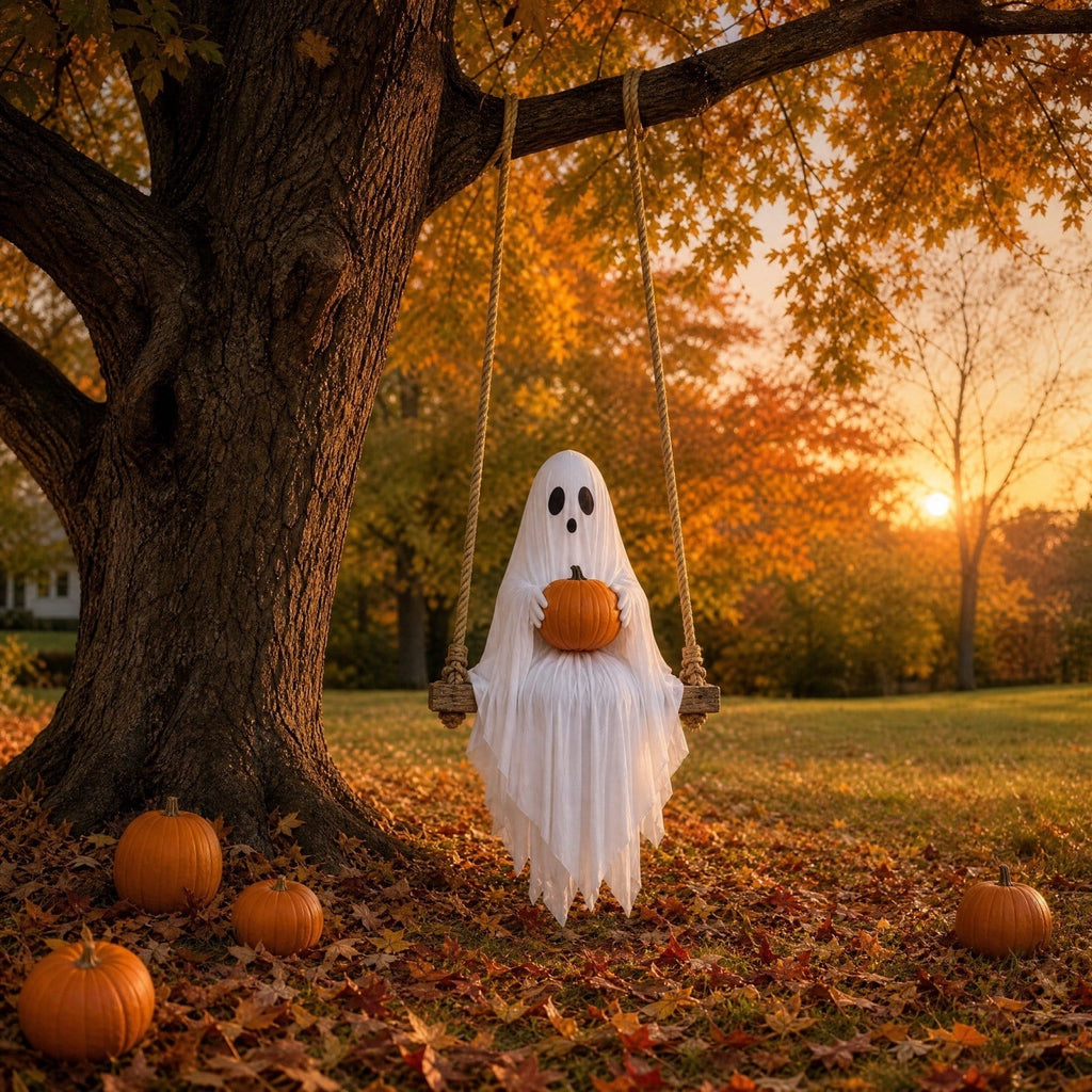 Halloween Ghost Candy Bowl Large Light Up Floor Stand with Remote Control for Halloween Party Treat Display and Trick Or Treat Setup