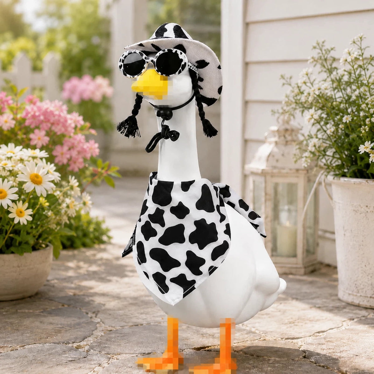 Porch Goose Halloween Outfit for 23 Inch Goose Statue, Witch Hat Dress with Fuzzy Spider Legs, Pumpkin Spiderweb Goose Clothes, Funny Yard Lawn Patio Decor