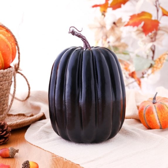 CQHVKQ 8 Inch Large Artificial Pumpkin Fall Decorations, Realistic Fake Harvest Pumpkin, Orange Gold Decorative Pumpkins for Table Centerpieces, Fall, Thanksgiving & Halloween DIY