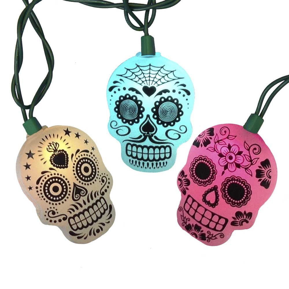 Ul 10-Light Led Sugar Skull Color Changing Light Set