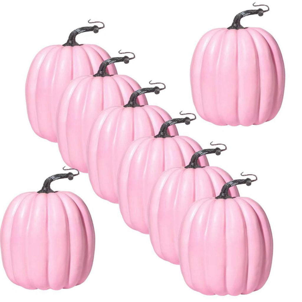 FXMLRLK 1 PCS 6.5 Inch Pink Plastic Pumpkins for Decorating - Large Artificial Foam Pumpkins for Fall Decor, Halloween, Thanksgiving, Paintable for DIY Crafts & Centerpieces