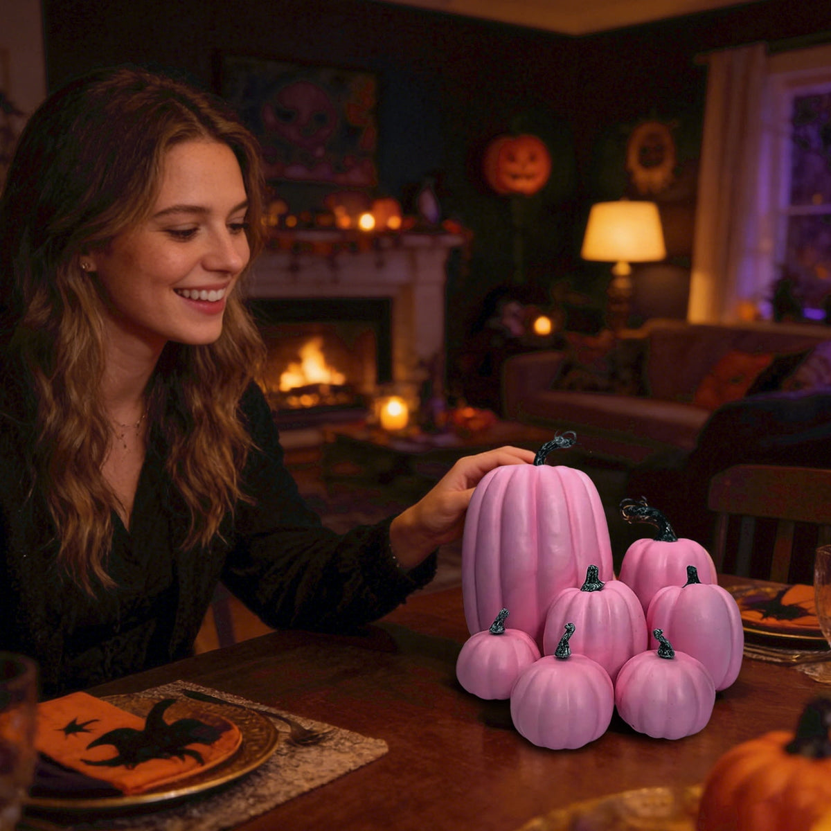 7Pcs Artificial Pumpkins Fall Decoration Assorted Faux Pumpkin Cute Foam Pumpkins for Home Outside Halloween Decorating (White)