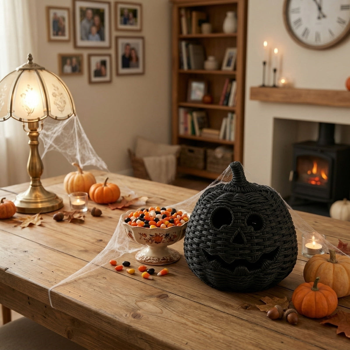 9.8 in. Halloween Eerie Pumpkins — Dark Patterns with Eerie Shadows, Halloween Decorations for Halloween Parties & Trick or Treat Nights — great for Costume Parties with spooky yard displays