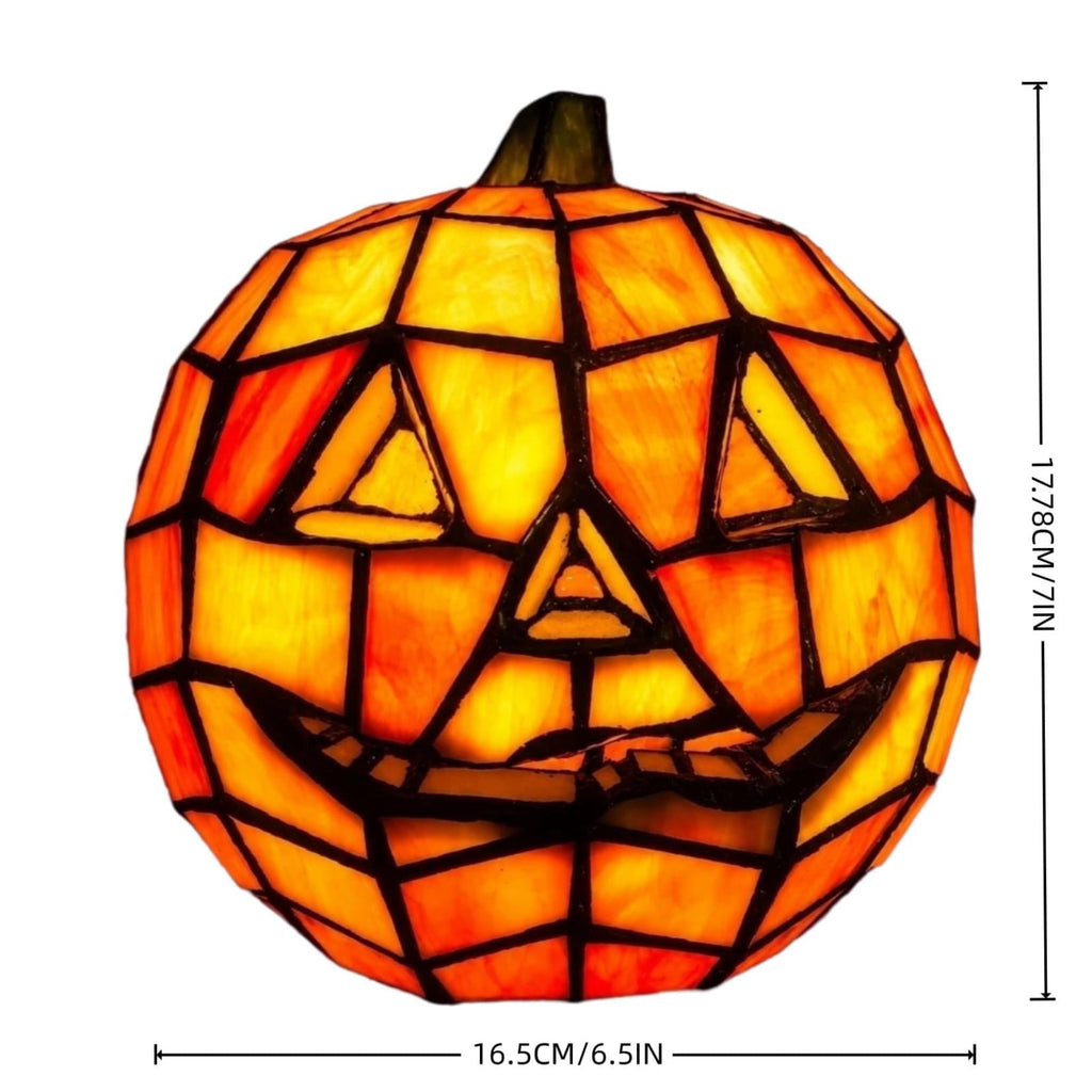 Halloween Decorations Indoor Stained Glass Pumpkin Lamp, Whimsical Fall Decor LED Night Light, Pumpkin Decor for Home Tabletop Shelf Mantel Halloween Display