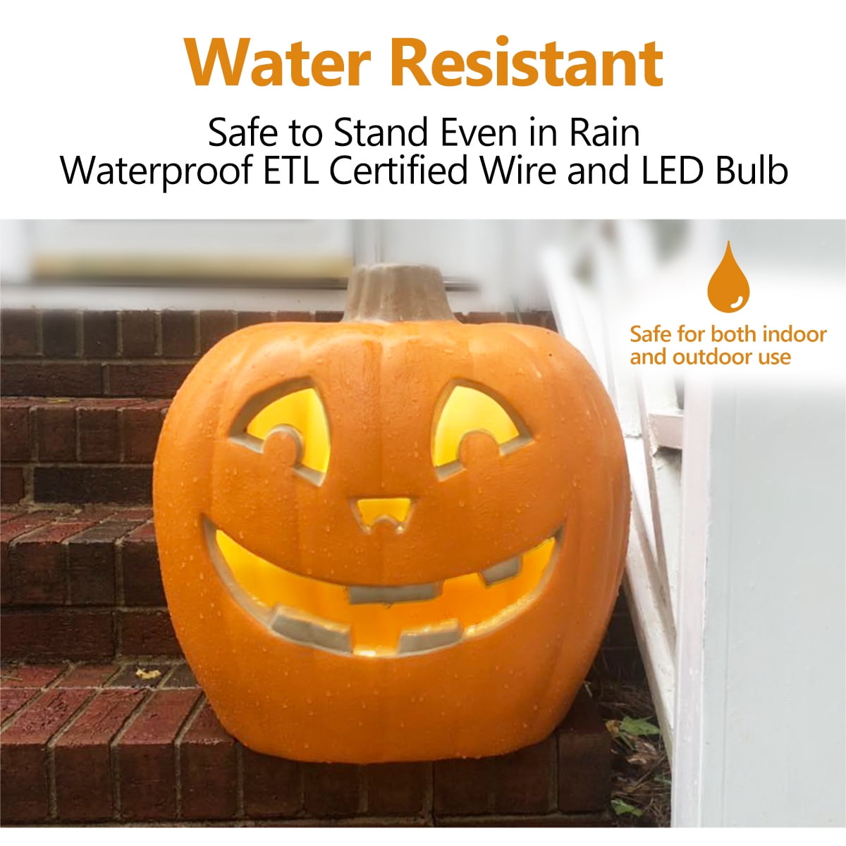 Gamexcel 3 Pack Light Up Jack O Lantern Pumpkins, 10/14/16 in Waterproof LED Halloween Decorations for Indoor Outdoor Porch Yard
