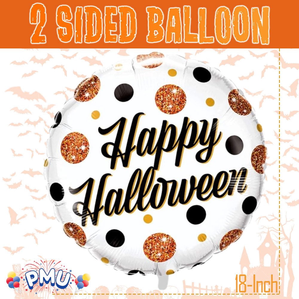 PMU Halloween Party Decoration "Happy Halloween" Jack Faces Aglow 18 Inch Mylar-Foil Balloon (1pkg) Pkg/1