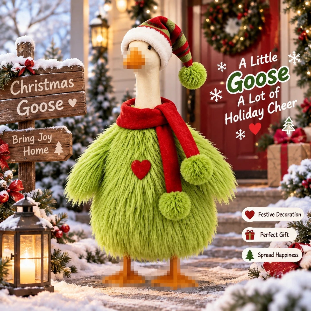 Porch Goose Halloween Outfit for 23 Inch Goose Statue, Witch Hat Dress with Fuzzy Spider Legs, Pumpkin Spiderweb Goose Clothes, Funny Yard Lawn Patio Decor