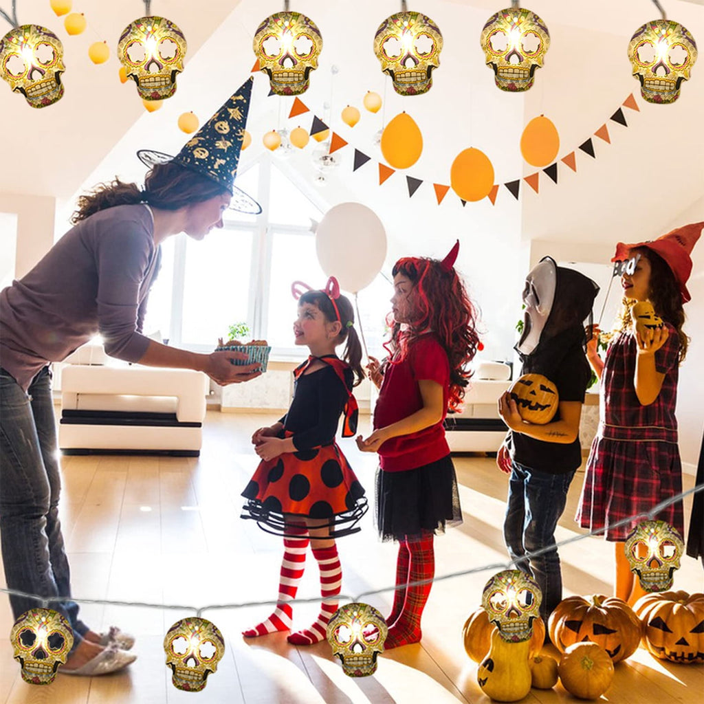 Ayieyill Halloween String Lights, 15ft 30 LED Skull Halloween Lights Halloween Decorations Indoor Outdoor