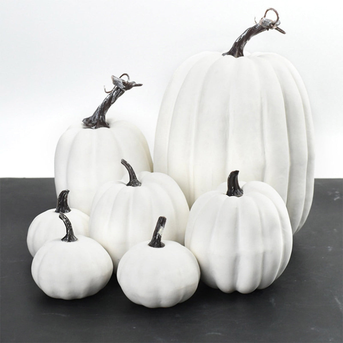 7 Pcs Assorted Sizes Artificial Pumpkins Fall Decor Fake Faux Foam Pumpkins for Halloween Thanksgiving Harvest Home Table Decor (Pink)
