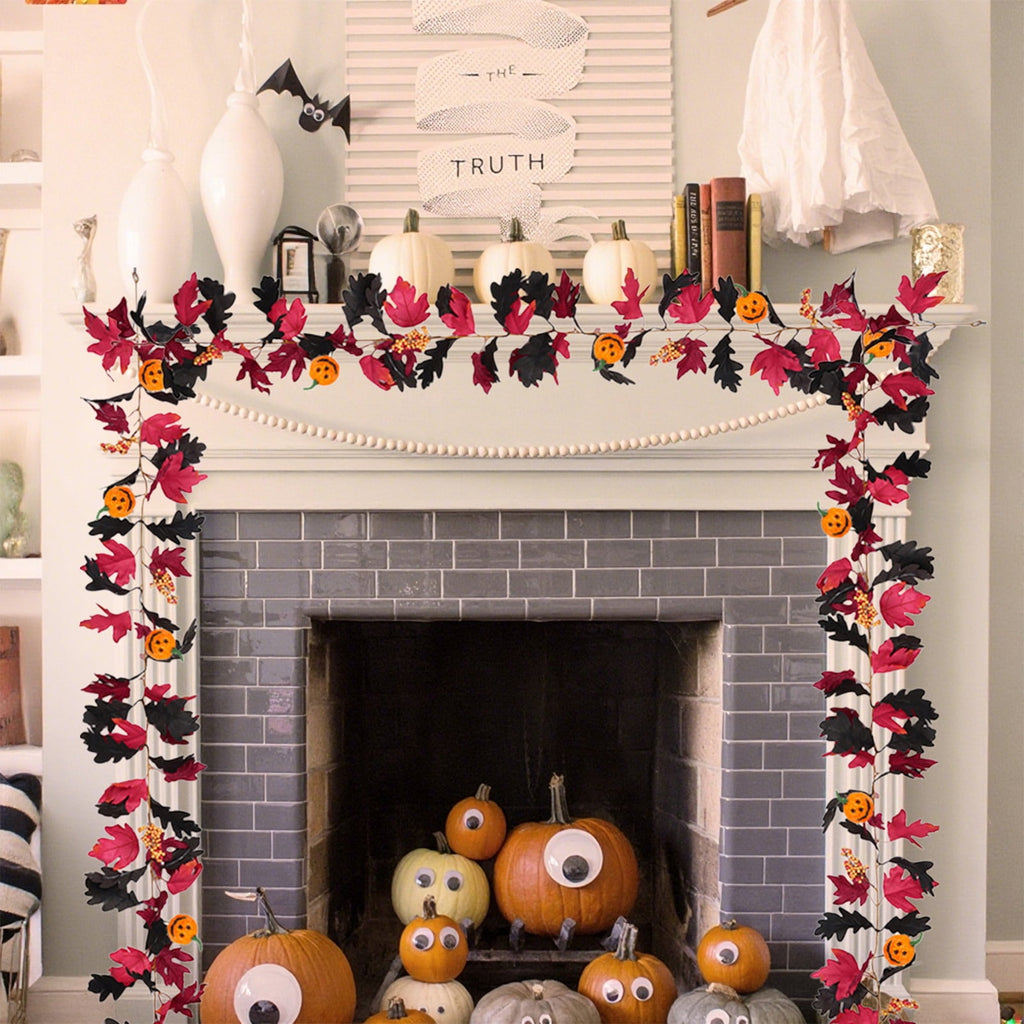 XGFHYJEH Halloween Decor, Halloween Decorations, Halloween Decorations Indoor, Halloween Decor Indoor, Halloween Garland Halloween Pumpkin Rattan Maple Leaf Rattan