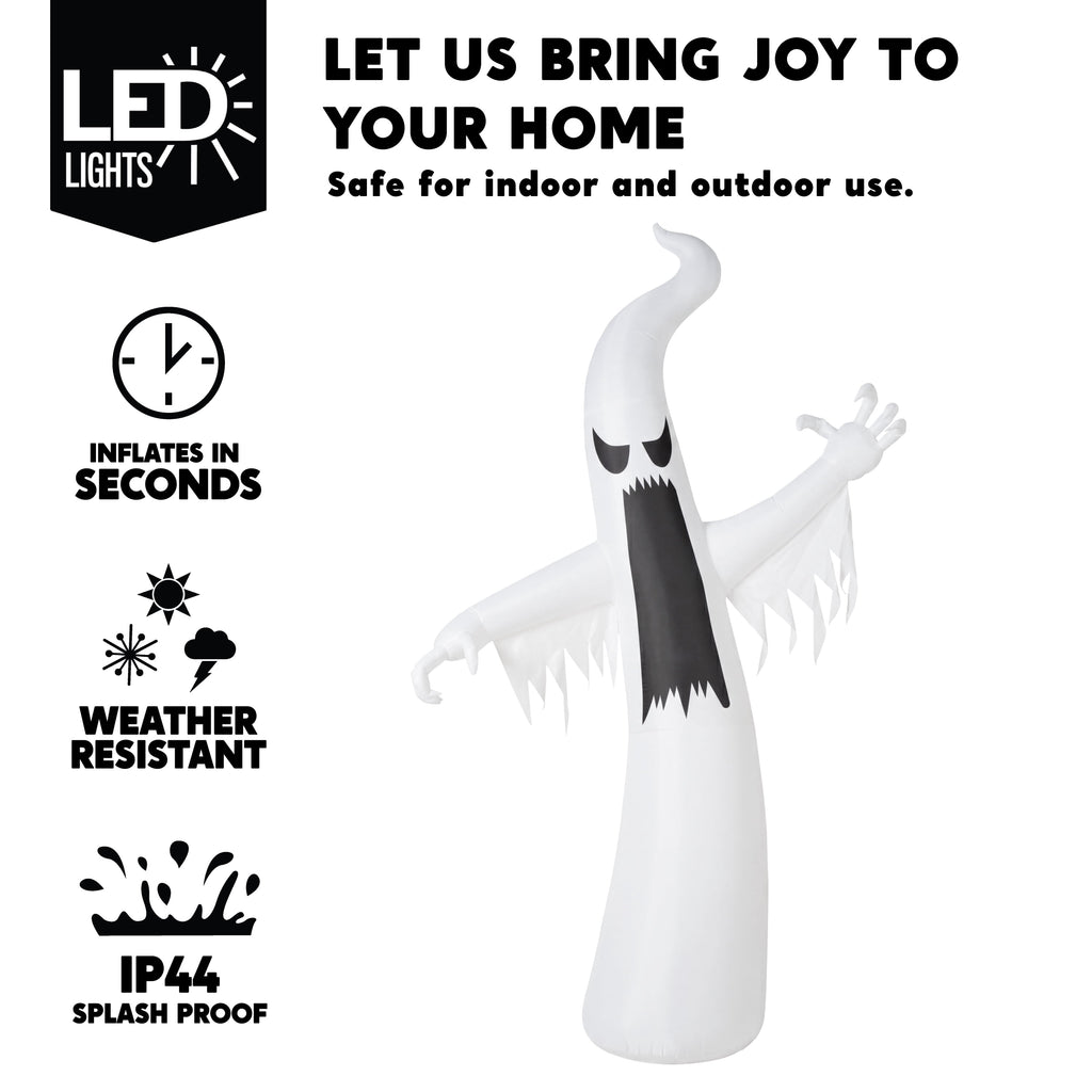 Joyfy 12ft Halloween Ghost Inflatable,Giant Ghosts inflatables with Build-in LEDs Outdoor Decorations,Blow Ups Halloween Yard Inflatables