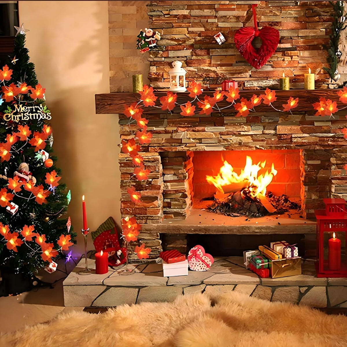AGCAN 3 Pack Maple Leaf String Light, Total 60 LED 30Ft Artificial Fall Decor Leaf Light USB Operated Centerpiece Table Decorations for Autumn Harvest, Thanksgiving, Halloween, Indoor