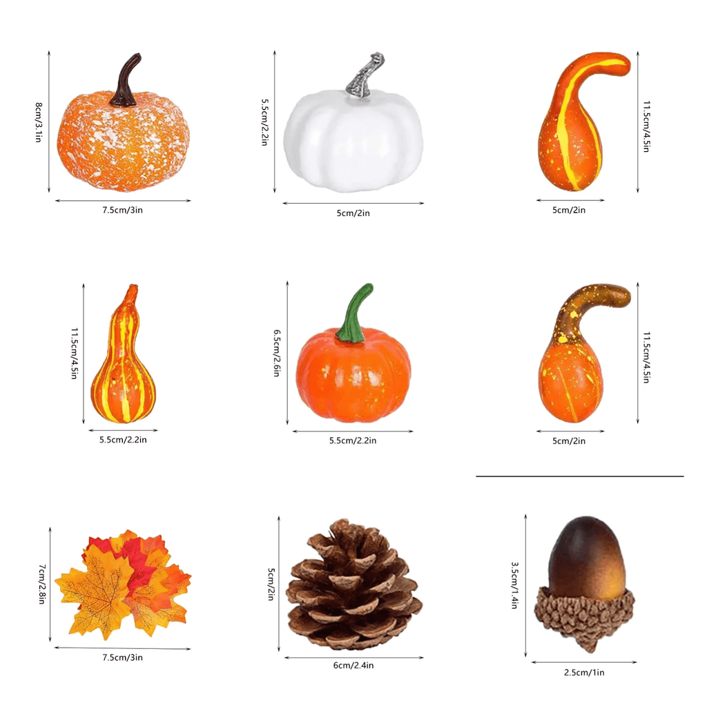 70pcs Fall Pumpkins Decor Set, Mini Artificial Gourd Fall Leaves Acorns Pinecones Decorations for Home, Fall Centerpieces for Tables, Thanksgiving Bowl Filler, Harvest Farmhouse Table Tiered Tray Set