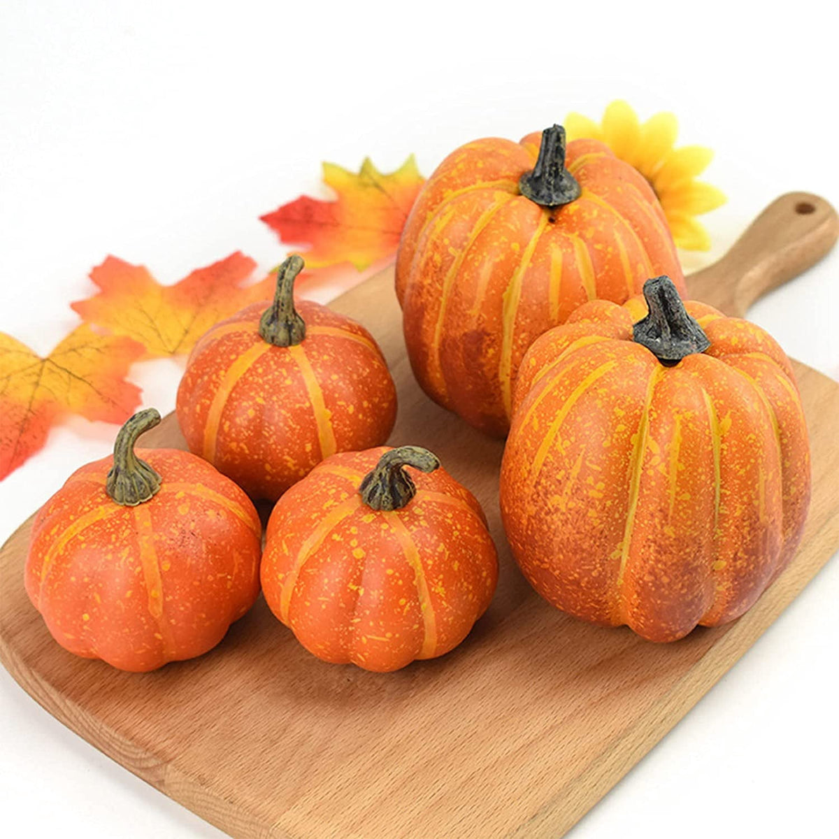 7Pcs Fake Pumpkins Artificial Plastic Pumpkins Decorations Foam Pumpkins for Fall Halloween Home Decor (Blue, One Size)