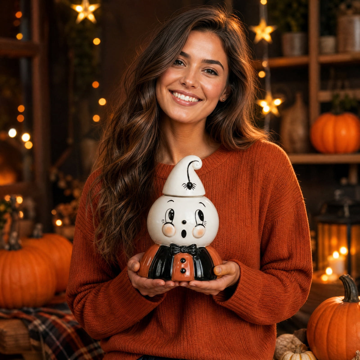 2026 Halloween Kooky Spook Ghost Figural Canister Cookie Jar,Halloween ghost canister