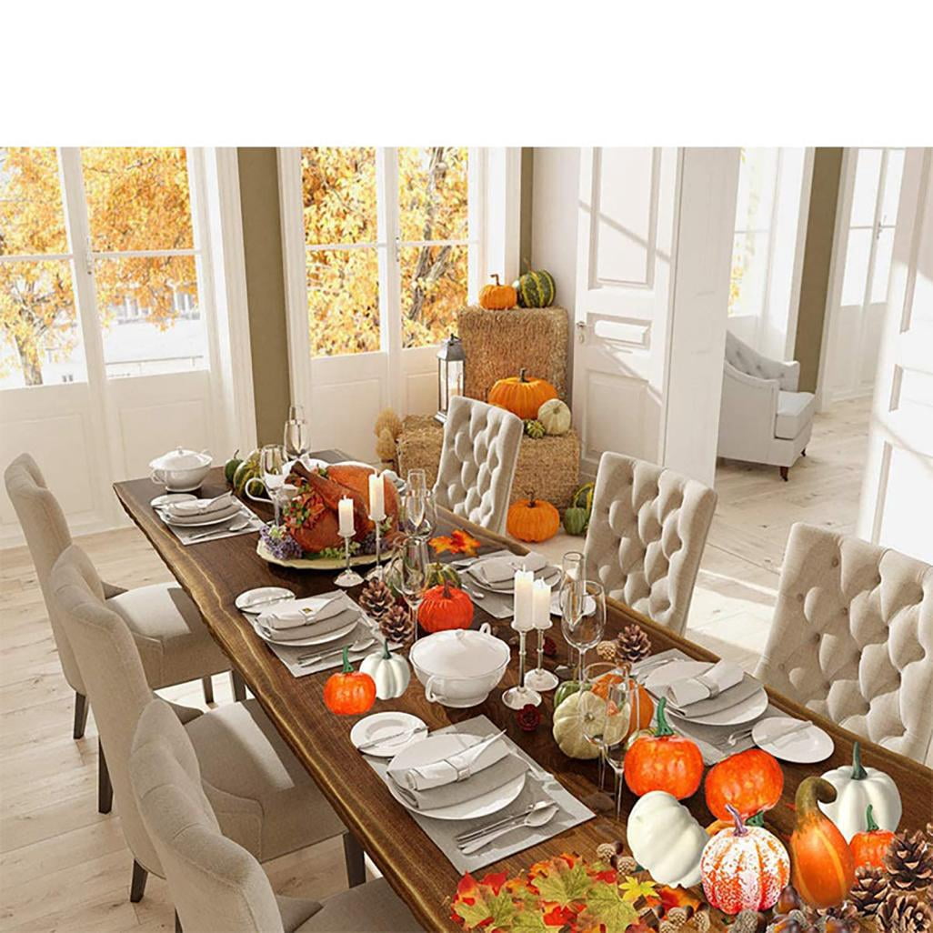 70pcs Fall Pumpkins Decor Set, Mini Artificial Gourd Fall Leaves Acorns Pinecones Decorations for Home, Fall Centerpieces for Tables, Thanksgiving Bowl Filler, Harvest Farmhouse Table Tiered Tray Set
