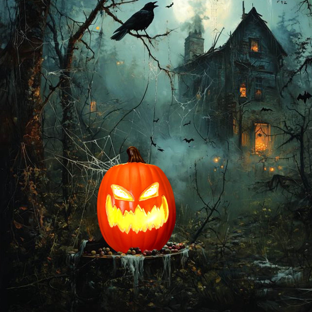 Halloween Pumpkin Lamp Light Decor,Battery Operated Halloween Jack-O-Lantern,Spooky Vintage LED Lighted Pumpkin Lights for Outdoor Indoor Tabletop Front Door Porch Garden Patio Yard