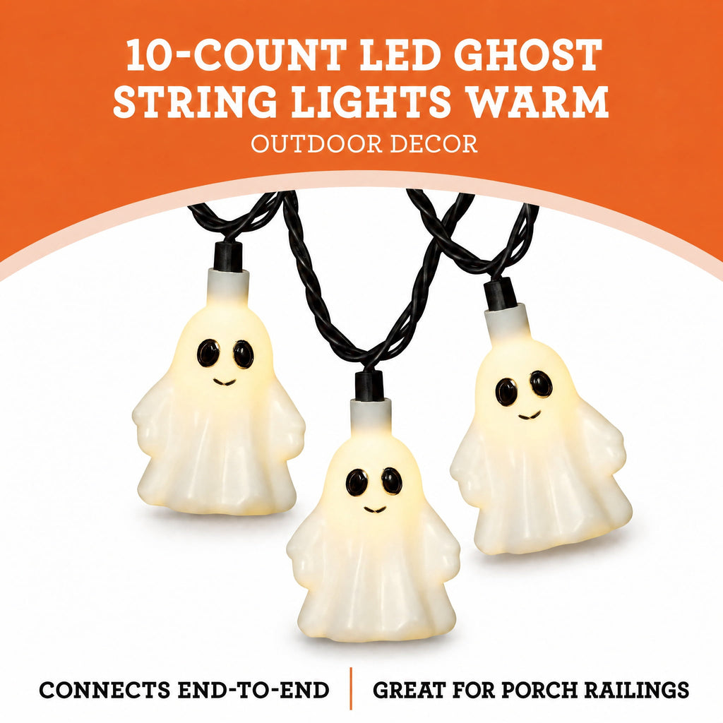 Indoor/Outdoor 10-Count LED Pumpkin String Lights, Warm White, 6.5', Halloween by Way To Celebrate