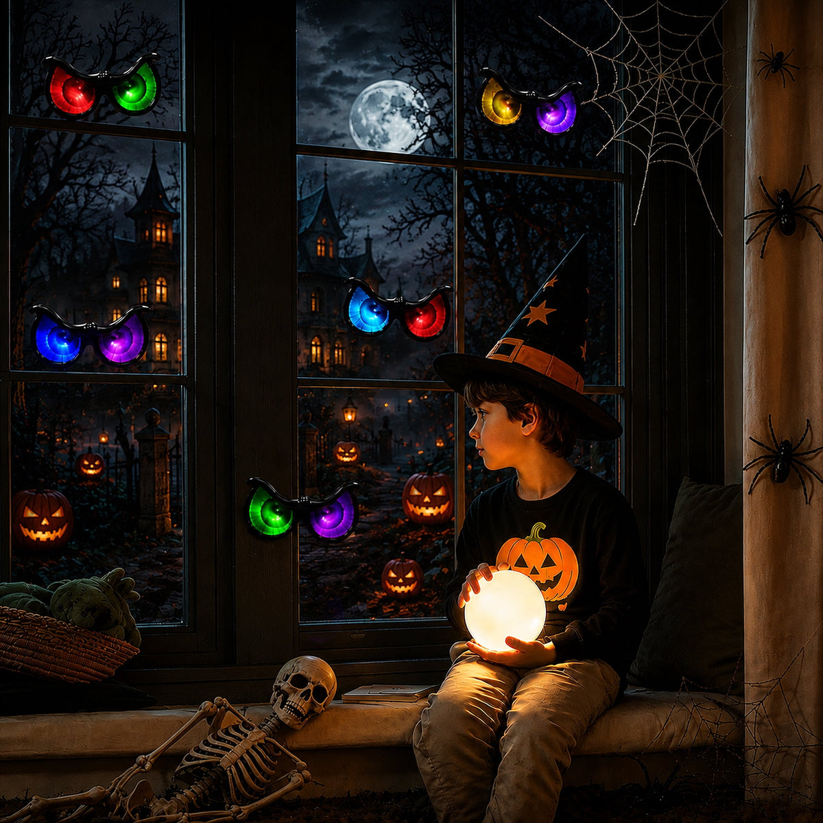 Ceevoo Halloween LED Spooky Eyes Lights, 5 Pairs Flashing Glowing Eye String Lights, Waterproof Halloween Decorations for Indoor Outdoor Yard Party