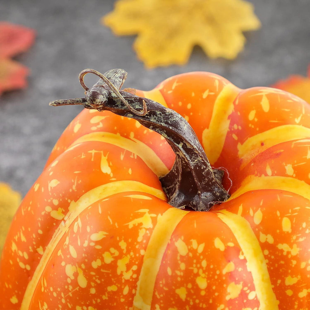 Fall+Decorations,Outdoor Pumpkins for Porch,7pcs Halloween Decorative Pumpkin Model Realistic Looking Simulation Ornament Good For Party Decorations Display(Orange 7pcs/Set 8"-3")