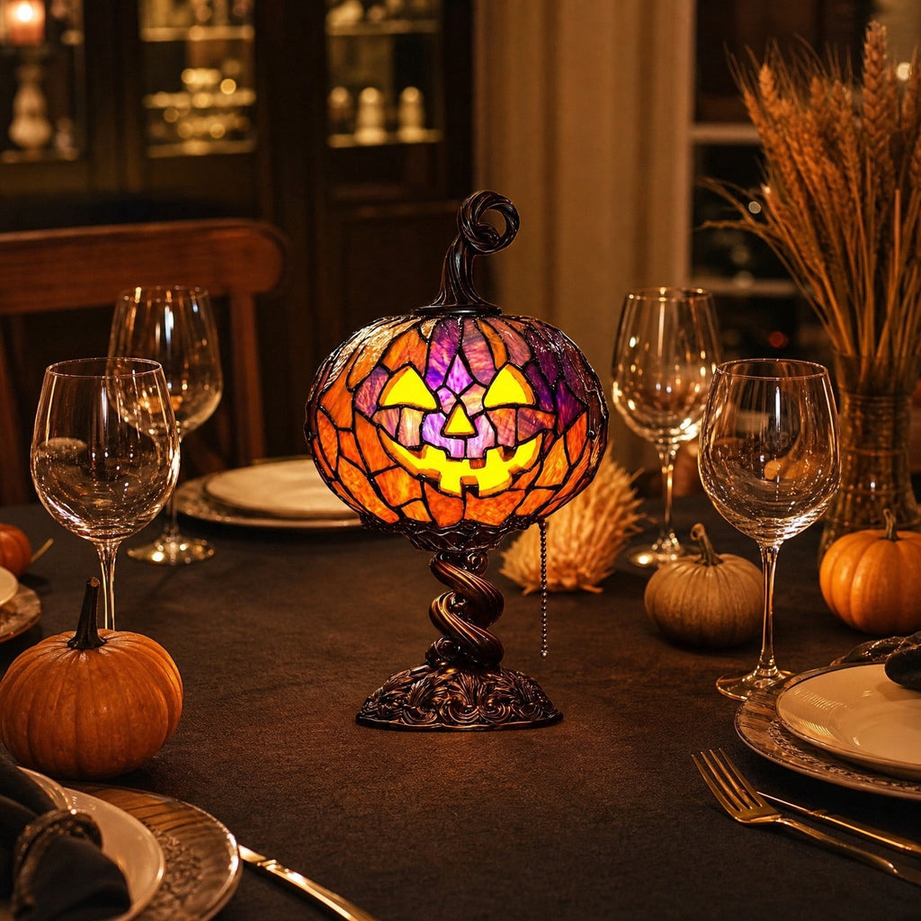 Halloween Pumpkin Night Light With Witch Hat Acrylic LED Tabletop Ornament, Spooky Glowing Figurine for Home Party Bedroom Holiday Decoration
